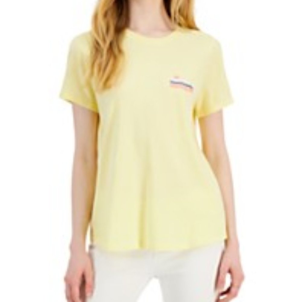 (NWT) Style & Co. Women's Plus 2XL Cotton Graphic T-shirt sunset design Yellow